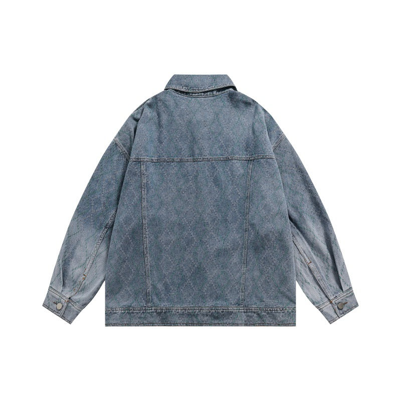 Wind Unique Design Unisex Loose Fit Retro Denim Jacket