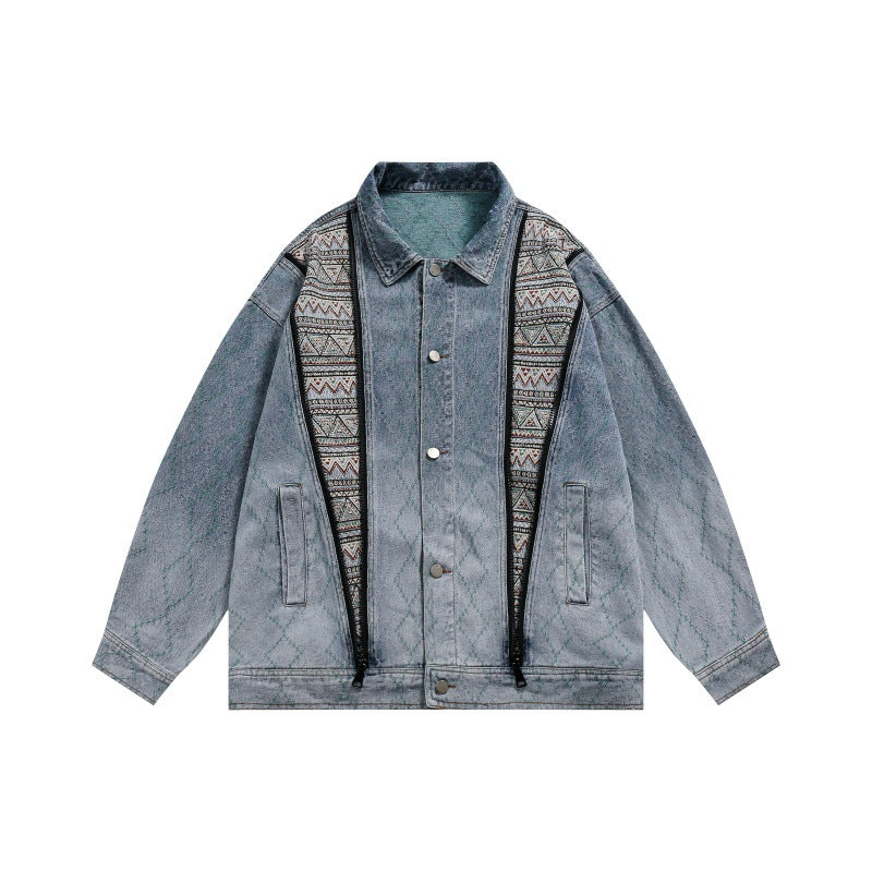 Wind Unique Design Unisex Loose Fit Retro Denim Jacket