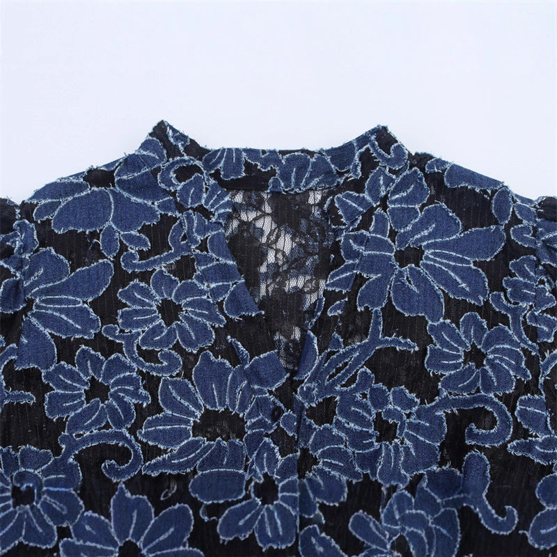 Long-Sleeve Fashion Loose Casual Design Sense Minimalist Bubble Sleeve Shirt Top