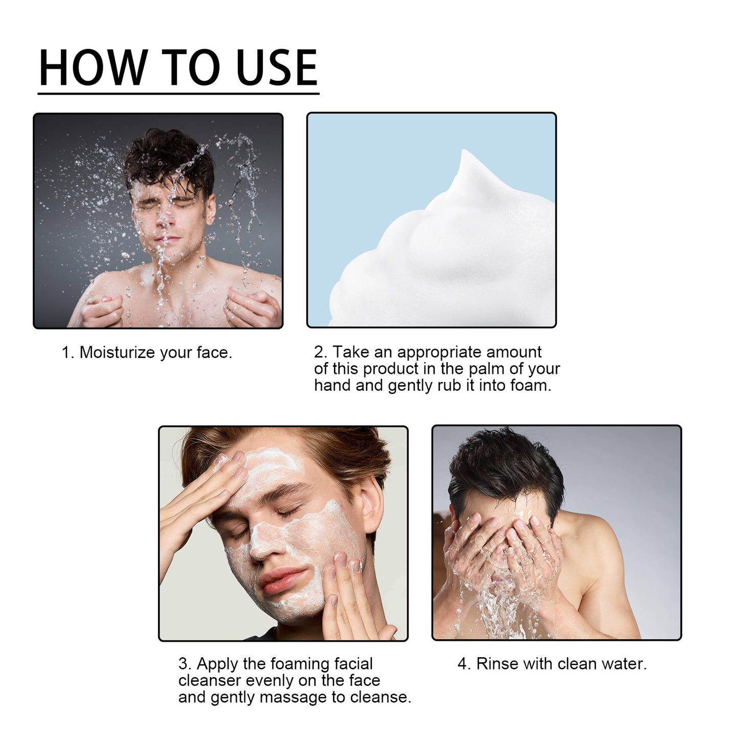 Men's Daily Facial Cleanser Deeply Cleans,Tightens Skin Pores,Moisturizes and Brightens
