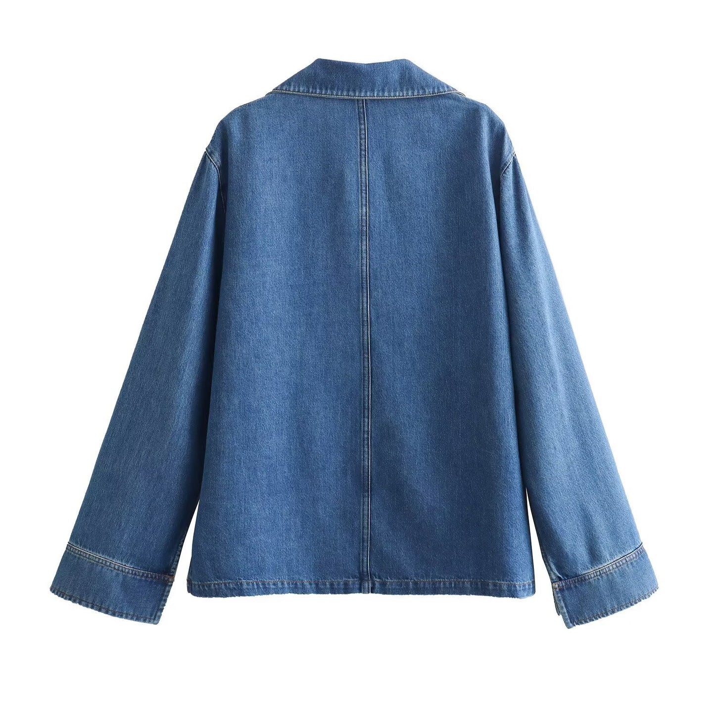 Women's Retro Lapel Casual Shirt Set Belted Loose Denim Pants 2-piece