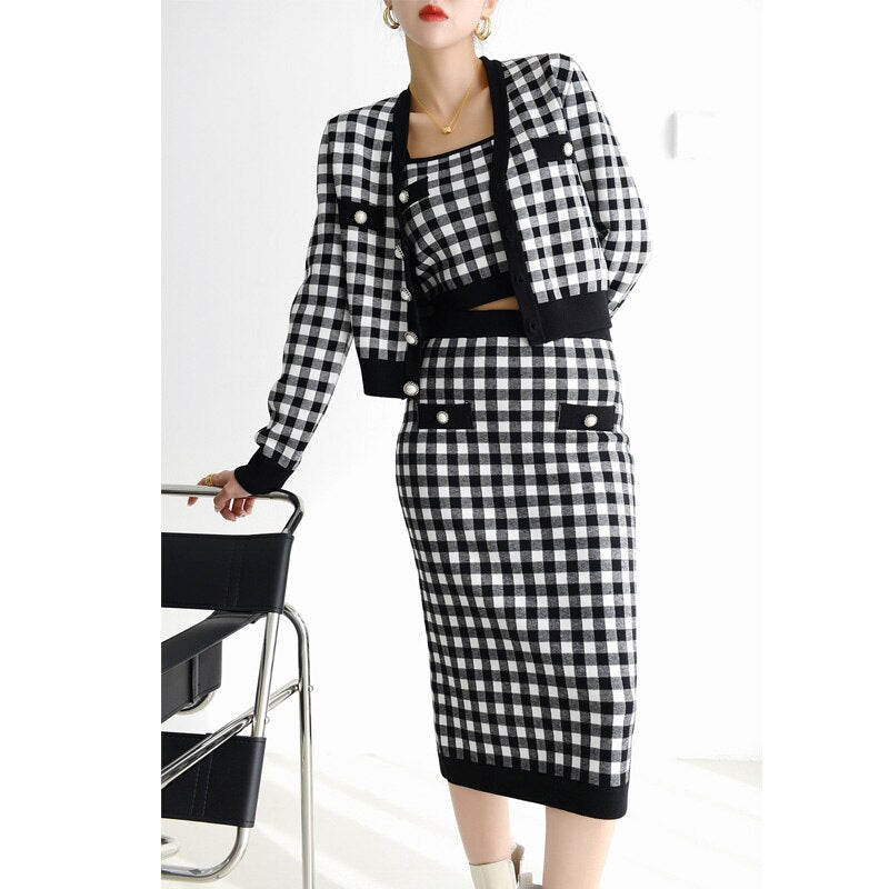 Fashion Luxury Top Quality 3-Piece Sweater Set for Women