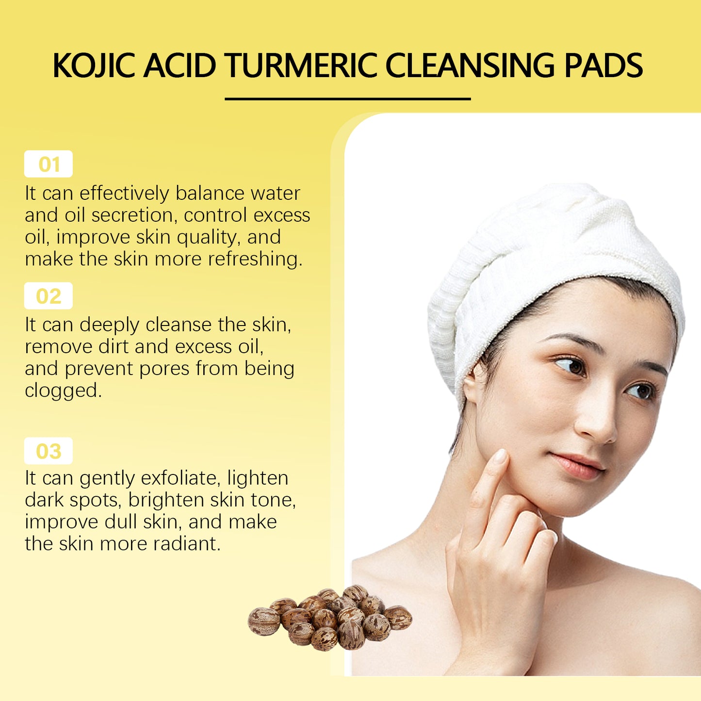 Jaysuing Kojic Acid & Turmeric Balanced Water-Oil Cleansing Pads