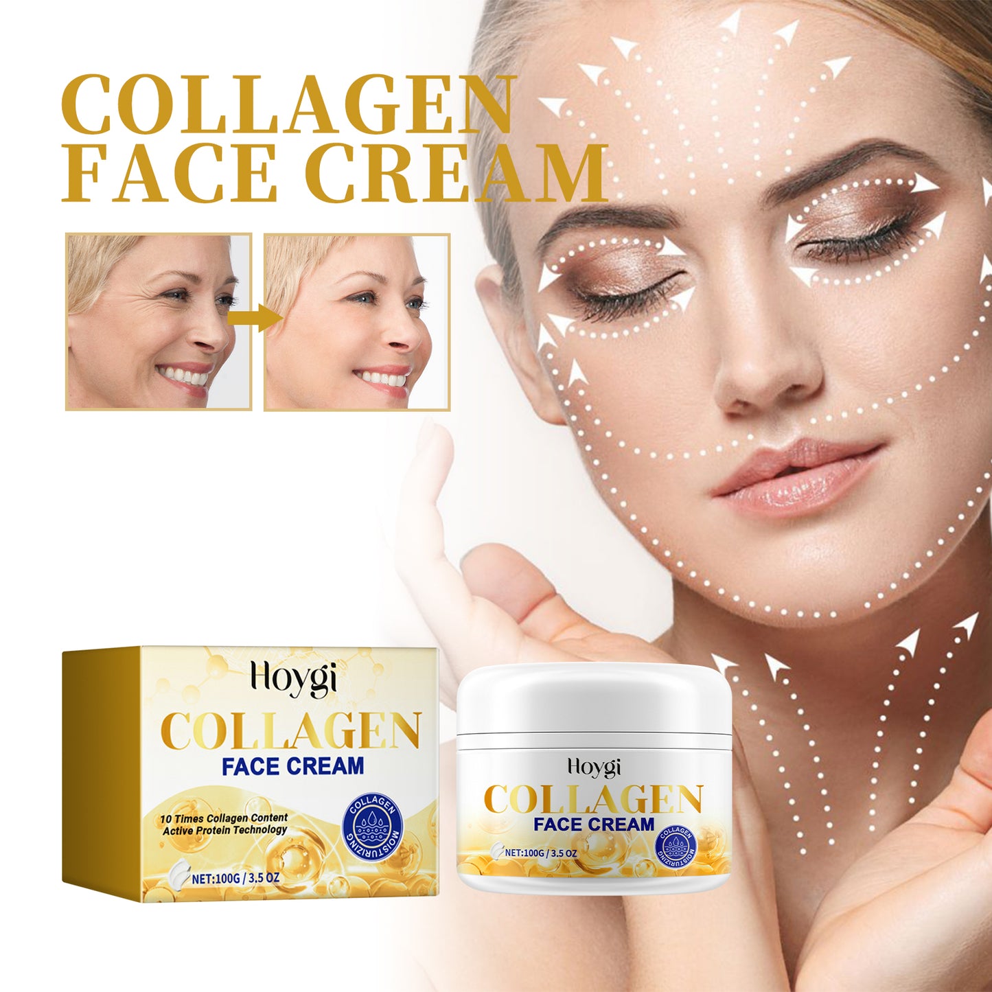 Collagen Face Cream, Moisturizing, Moisturizing And Firming Facial Skin, Cleaning, Anti-Wrinkle, Anti-Aging Eyes