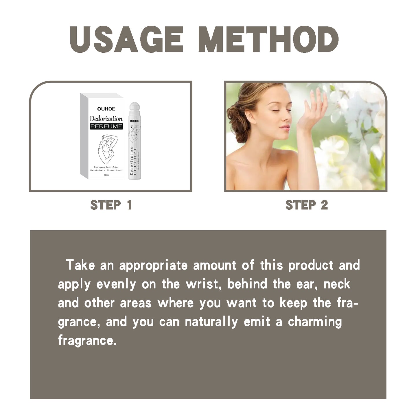 Deodorant Roll-On Perfume, Relives Underarm Body Odor Refreshing Anti-Perspirant Natural Fragrance Portable Perfume