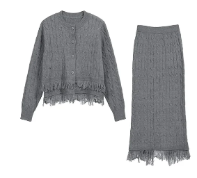 Ultra-flattering Knitted 2-piece Set  Vintage Style Outfit 2025