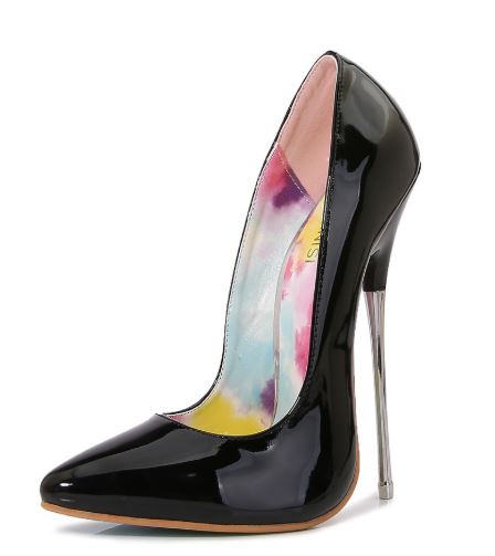New Luxury Lacquer leather pointed metal heel high heels for women 2025