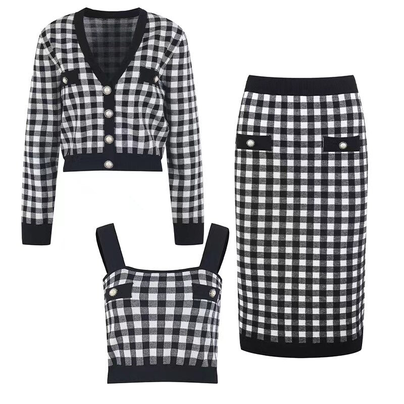 Fashion Luxury Top Quality 3-Piece Sweater Set for Women