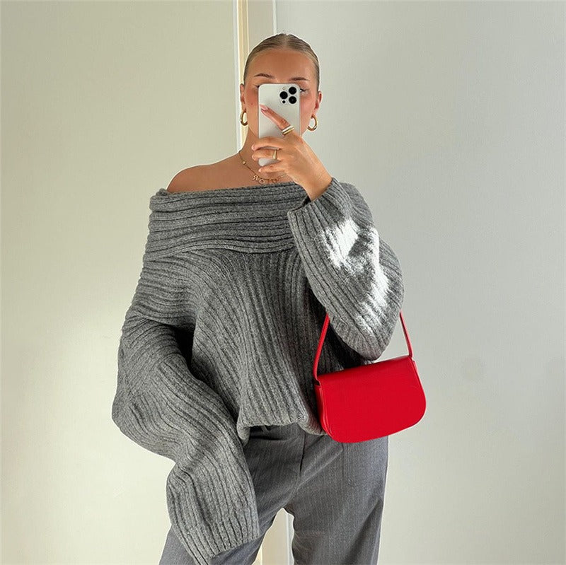 Knitted Long Sleeve Top and Skirt 2-Piece Set