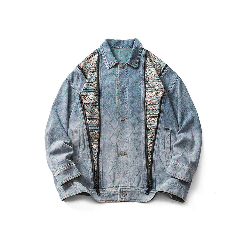 Wind Unique Design Unisex Loose Fit Retro Denim Jacket