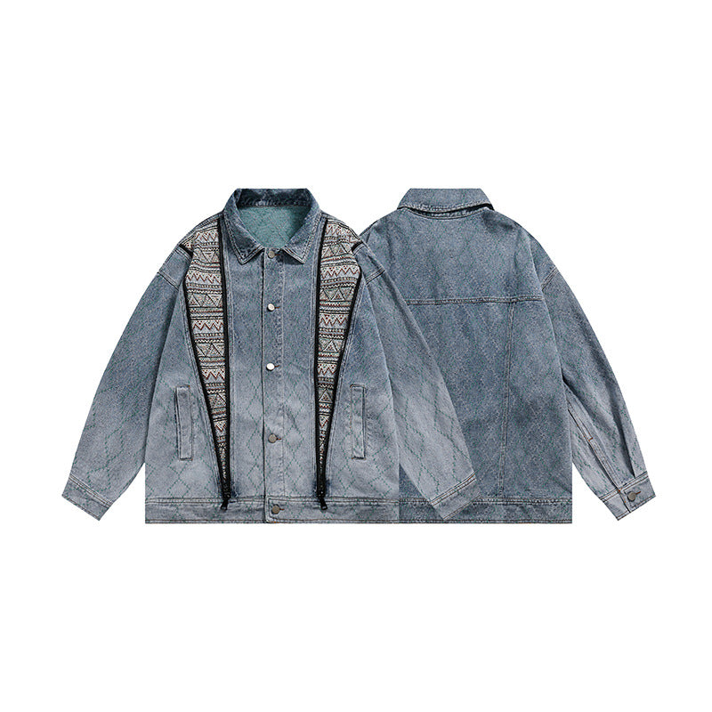 Wind Unique Design Unisex Loose Fit Retro Denim Jacket