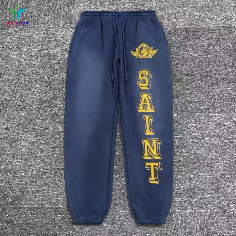Latest 25SS Saint Classic Print Anime Washed Hoodie Hooded Sweatshirt