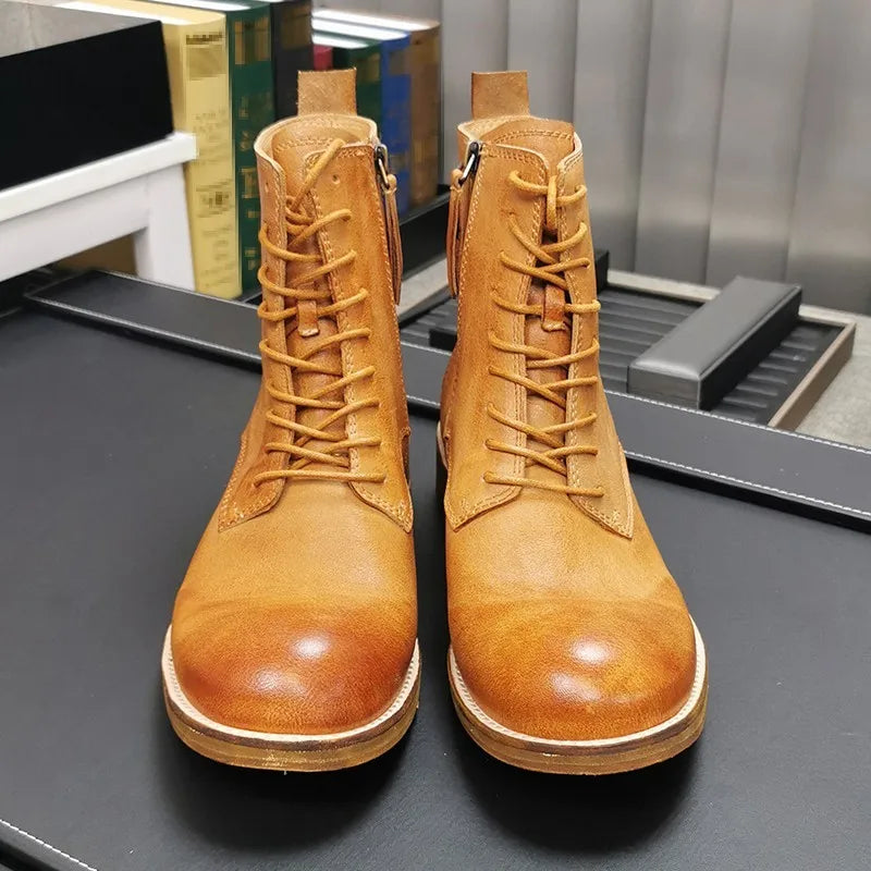 Handmade Durable British Style Genuine Leather Boots for Men