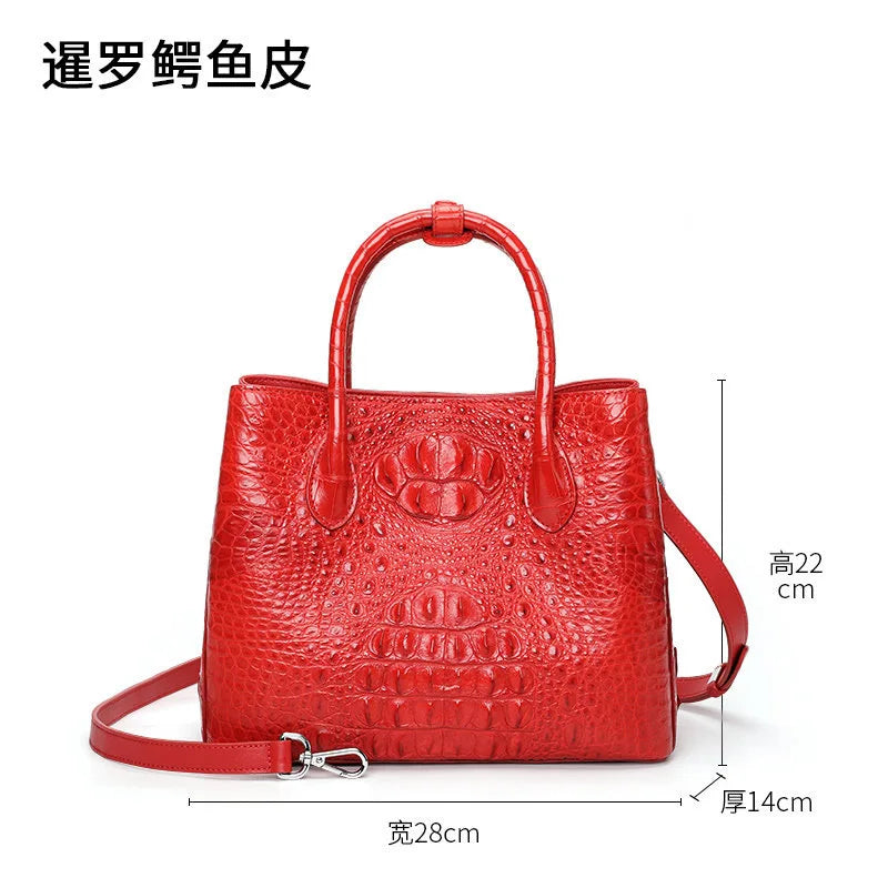 2025 Women Handbags Crocodile Skin Casual Zipper Tote Purse Large Capacity Real Leather Bags