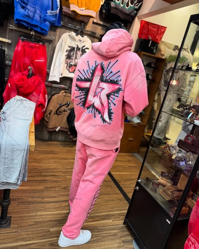American Street Hip-hop Retro Personalized Letter Pattern Fashionable Versatile Unisex Suit Loose Sweatshirt