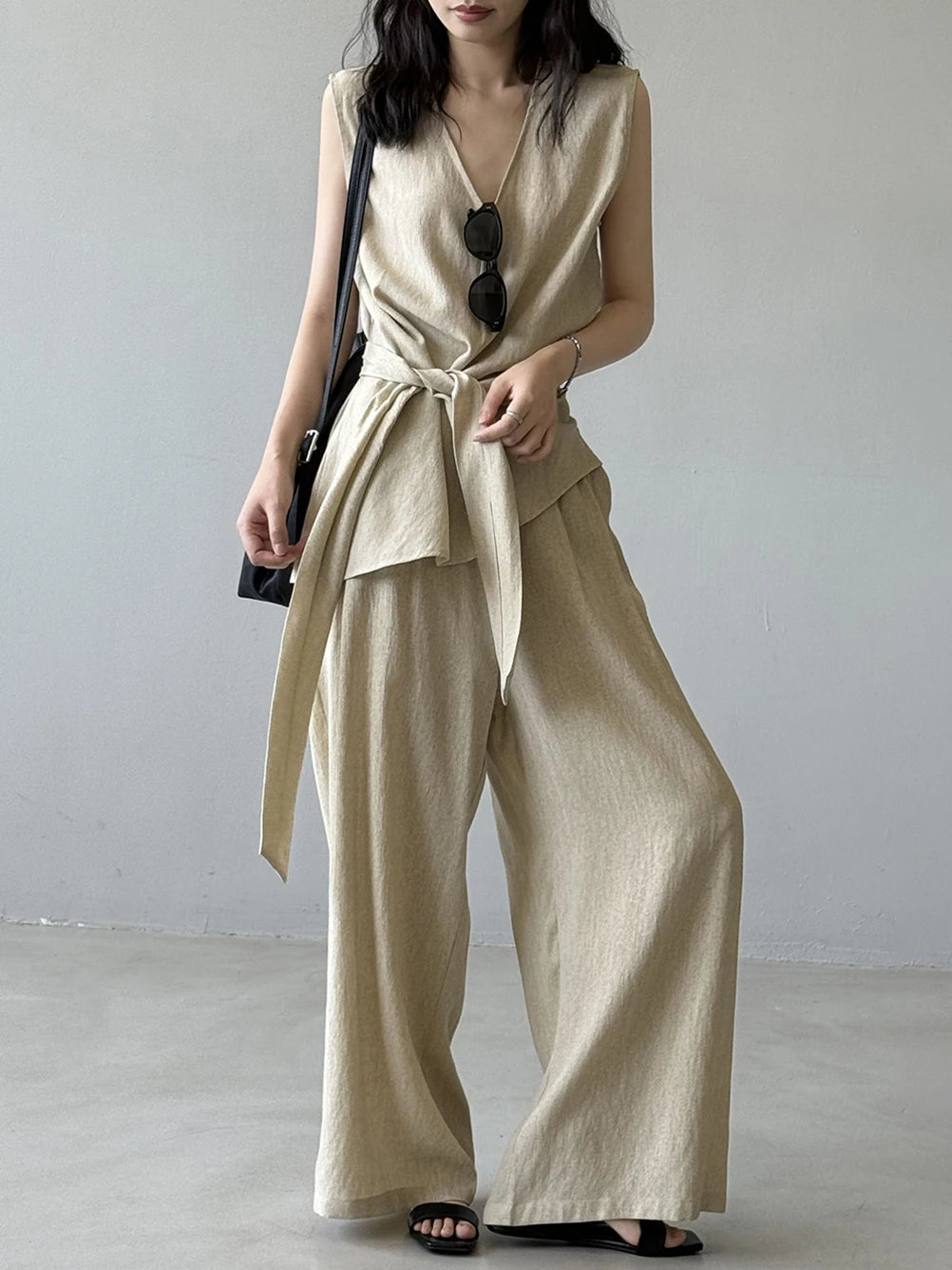 Apricot Women’s 2-Piece Wide Leg Pants 2 Pcs Set 2025