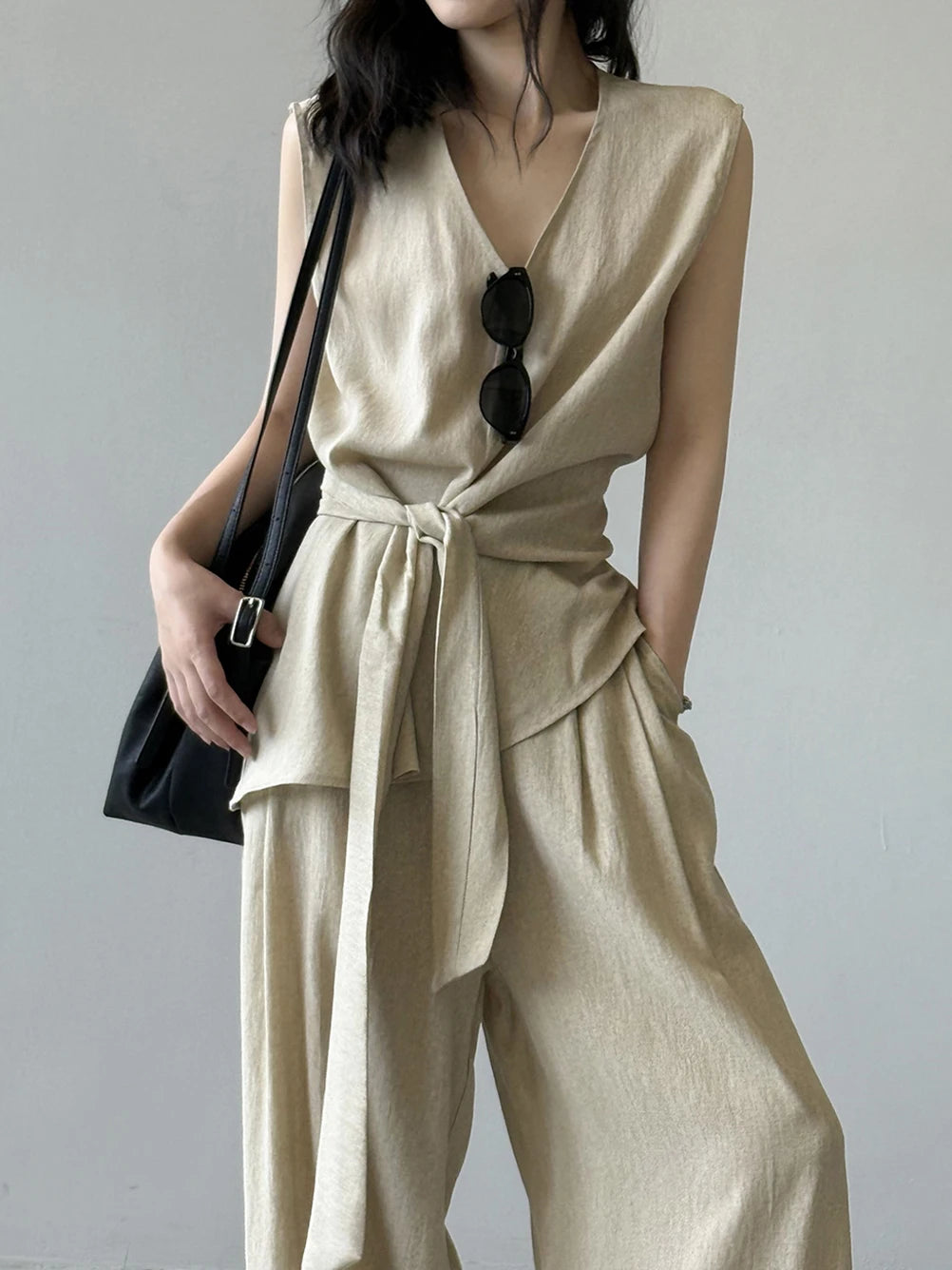 Apricot Women’s 2-Piece Wide Leg Pants 2 Pcs Set 2025