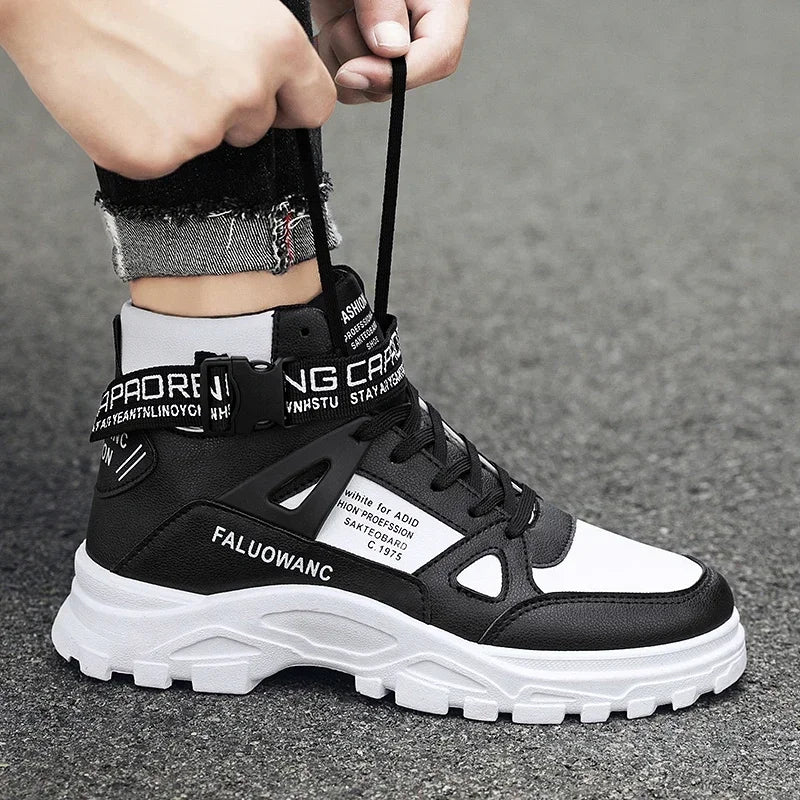 High-Top Men’s Casual Leather Shoes High Quality Handmade No-Slip Boots