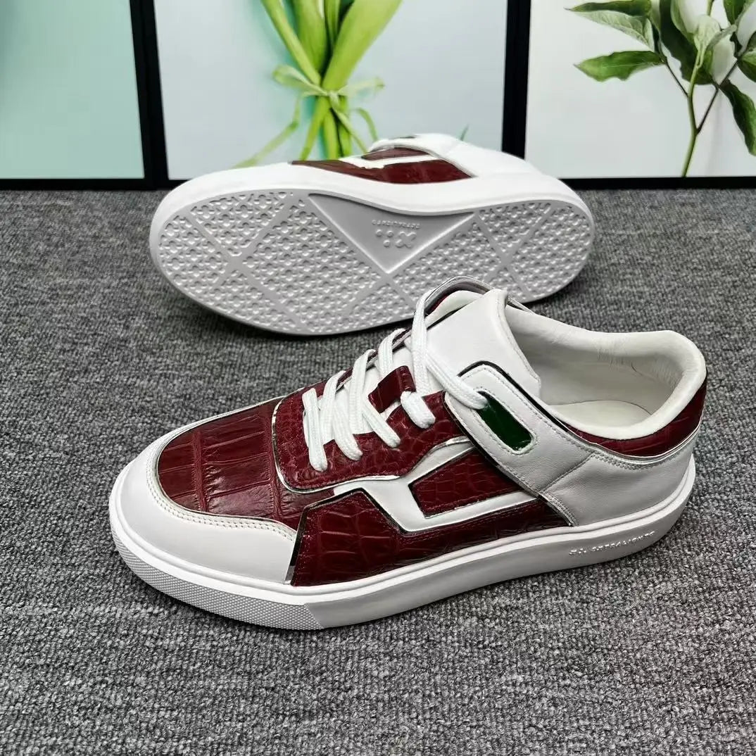 2025 New Arrival Crocodile Skin causal shoes men Genuine leather sneakers