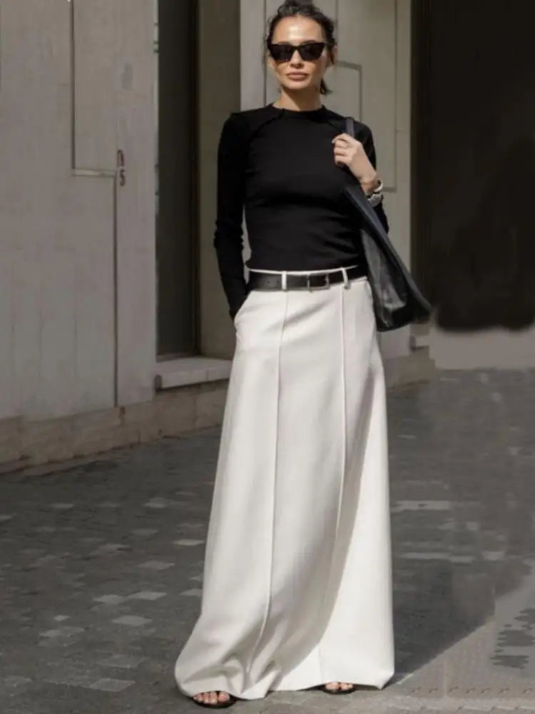 Office Lady Formal Solid Color H-line Skirts 2025 New Spring Summer Casual Elegant Long Skirt For Women