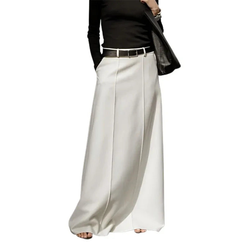 Office Lady Formal Solid Color H-line Skirts 2025 New Spring Summer Casual Elegant Long Skirt For Women