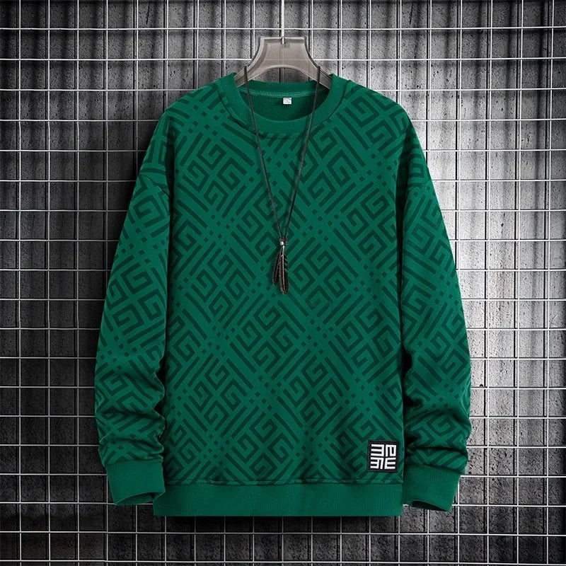 Printed Sweatshirt Men Plus Size Pullovers Oversized Sweater 7XL 8XL Man Tops Clothing