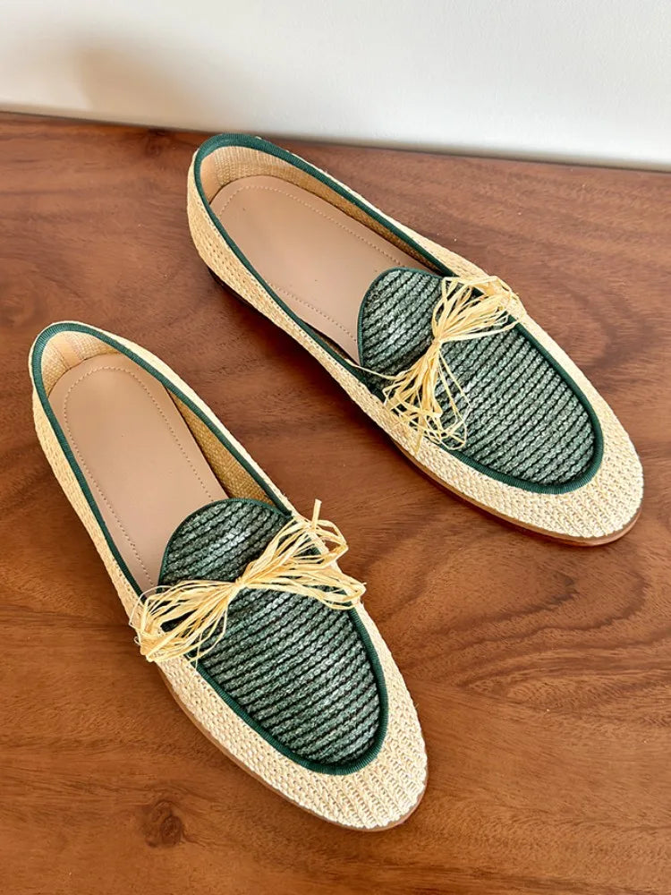 Handmade Breathable Summer Dress Shoes Straw Weave Comfortable & Colorful