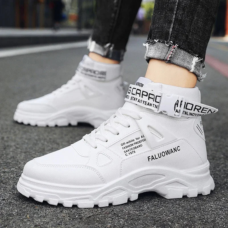 High-Top Men’s Casual Leather Shoes High Quality Handmade No-Slip Boots