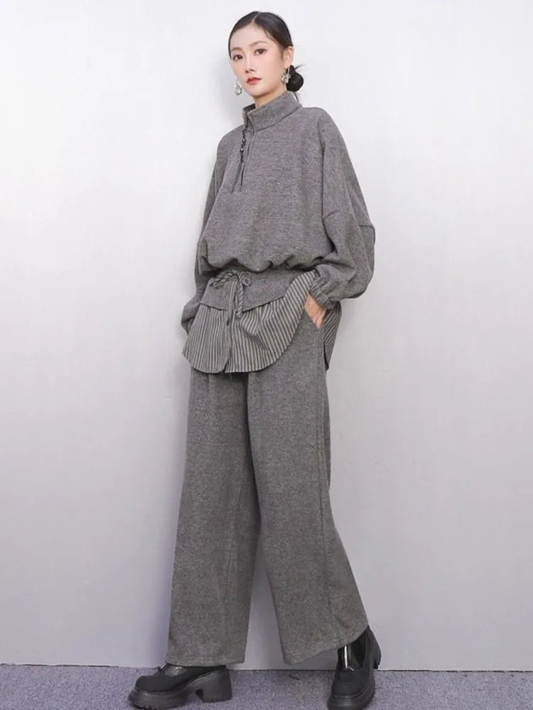 2025 New Autumn Winter Stand Collar Full Sleeve Zip-Up Sweatshirt & Pants Set