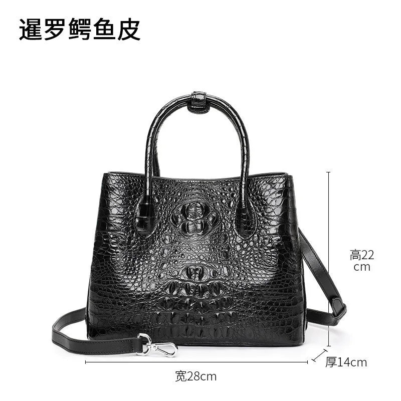 2025 Women Handbags Crocodile Skin Casual Zipper Tote Purse Large Capacity Real Leather Bags