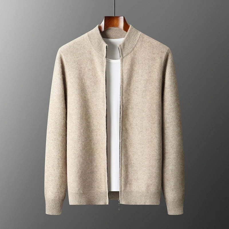 100% Merino Wool Men's Warm Sweater Mock Collar