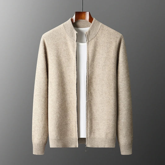100% Merino Wool Men's Warm Sweater Mock Collar