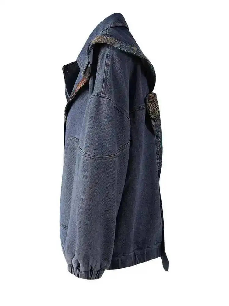Blue Bow Back Plus Size Denim Jacket – Spring Autumn 2025