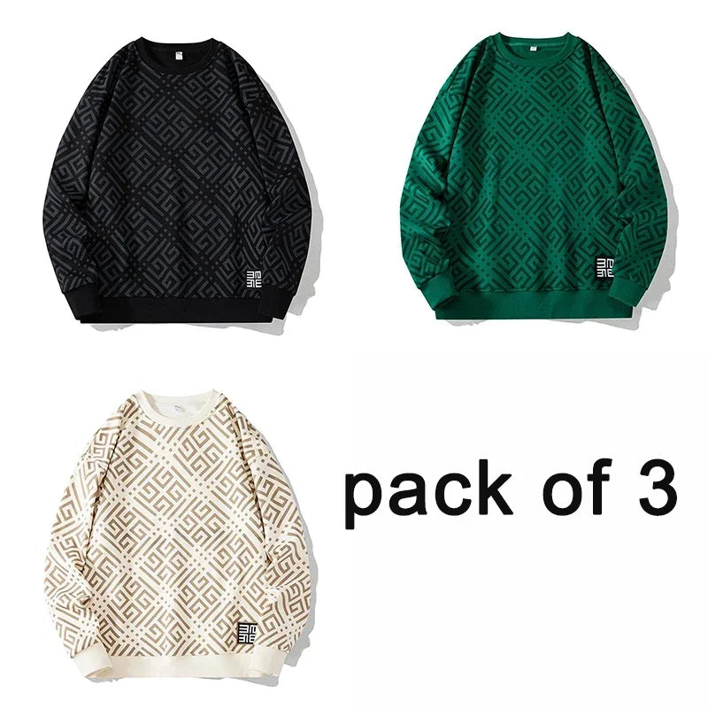 Printed Sweatshirt Men Plus Size Pullovers Oversized Sweater 7XL 8XL Man Tops Clothing