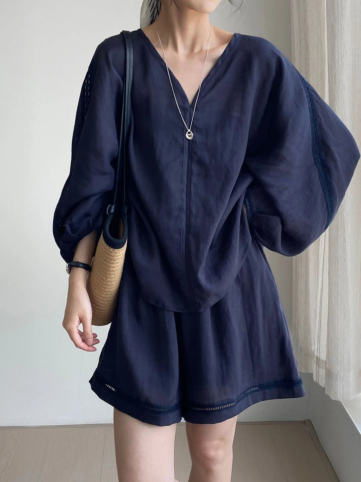 Purple Women's 2-Piece Wide Leg Shorts Suit 2025