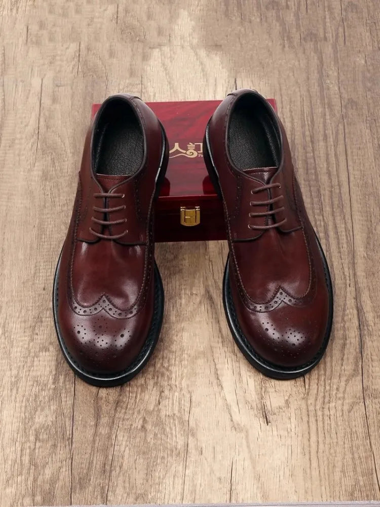 Brogue Shoes Men Vintage Handmade Genuine Leather Dress Shoes New