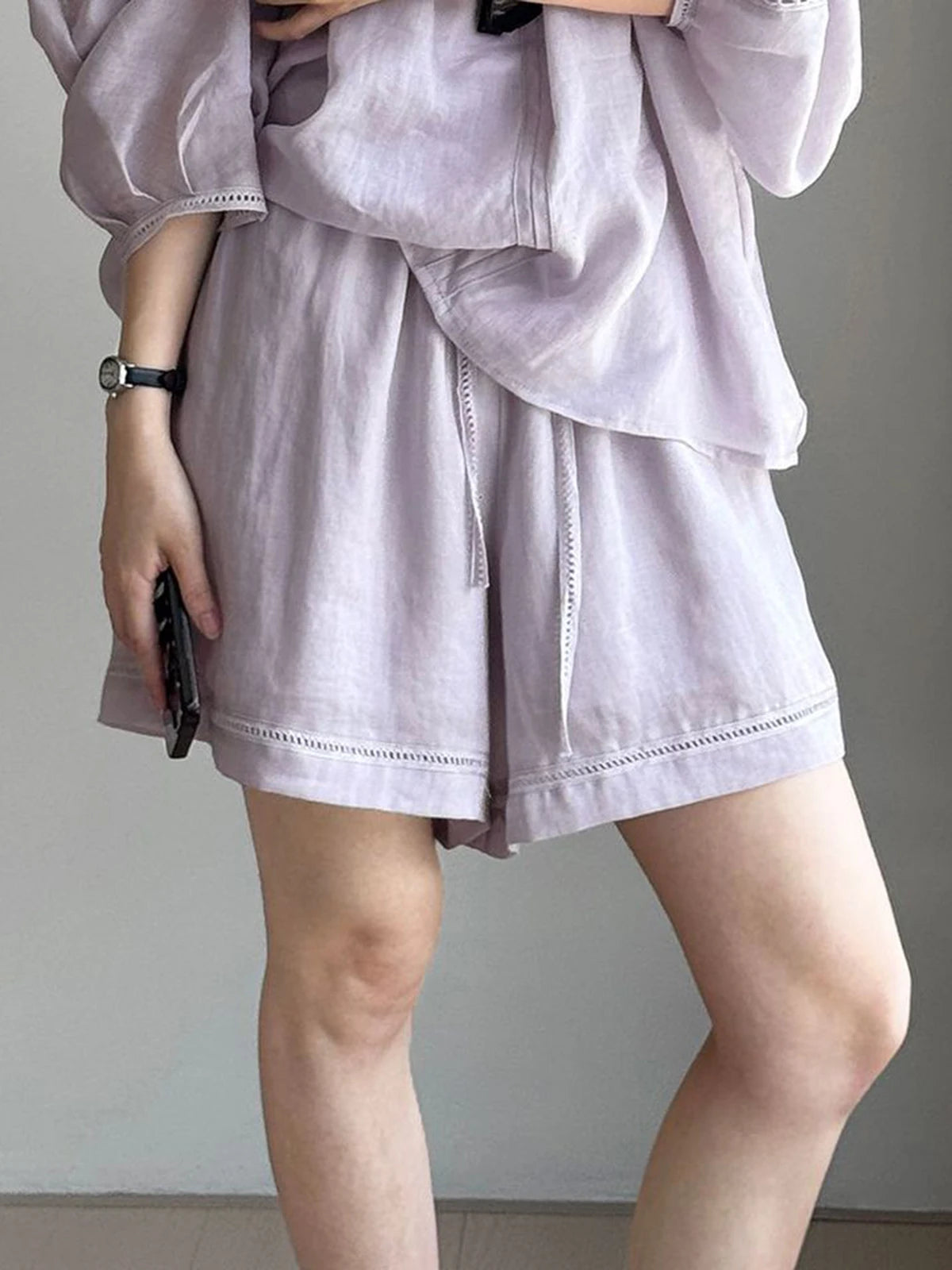 Purple Women's 2-Piece Wide Leg Shorts Suit 2025