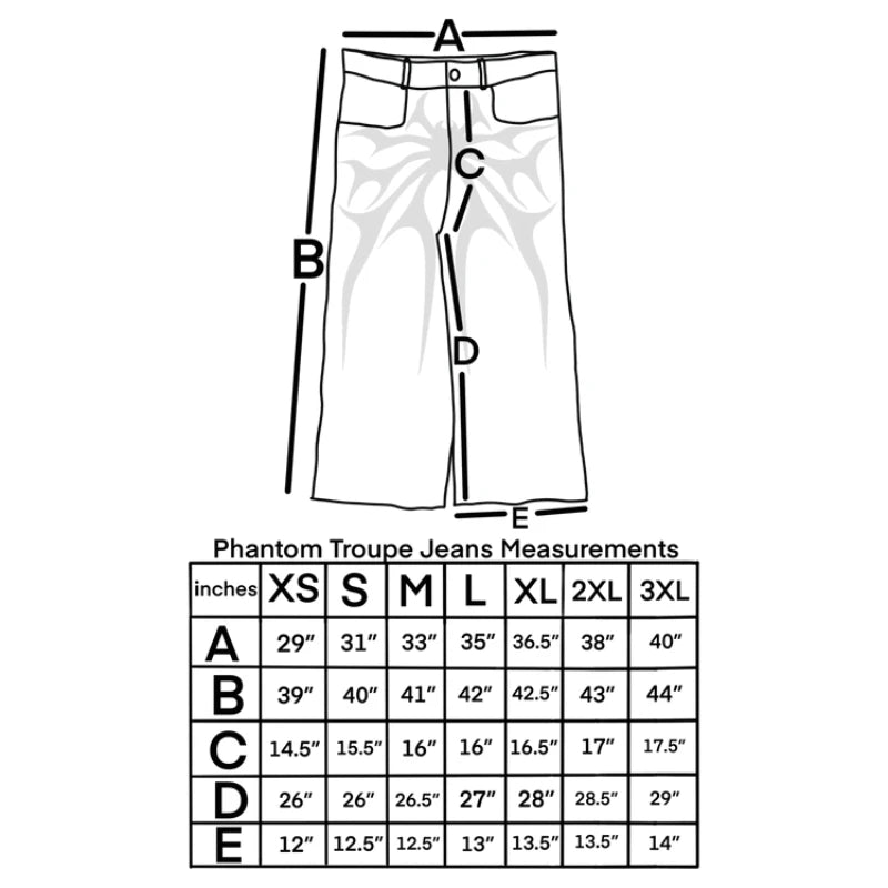 Y2K Phantom Jeans β Redefine Streetwear with Dark, Edgy Flair