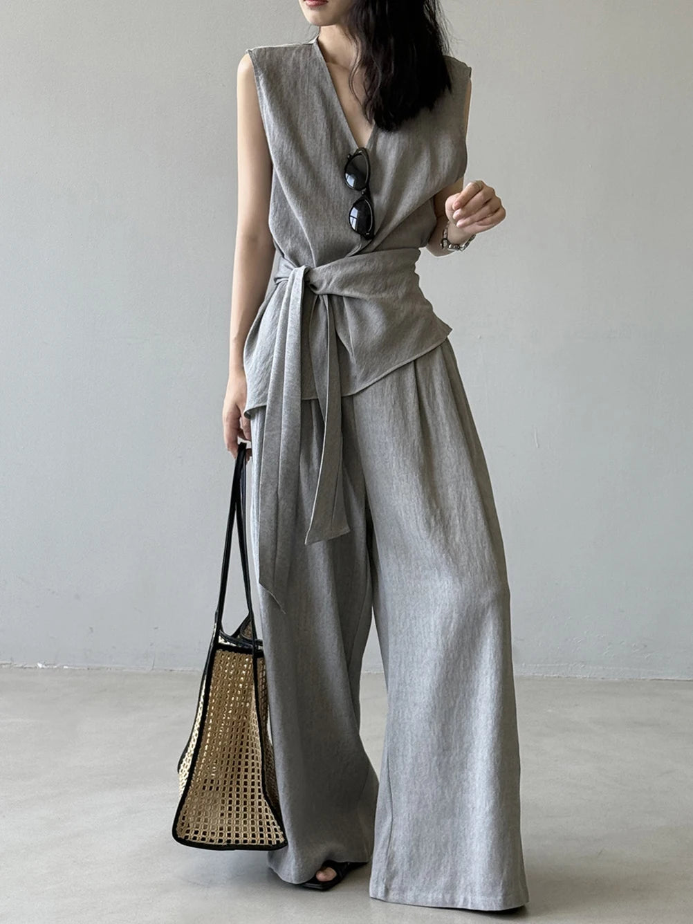 Apricot Women’s 2-Piece Wide Leg Pants 2 Pcs Set 2025