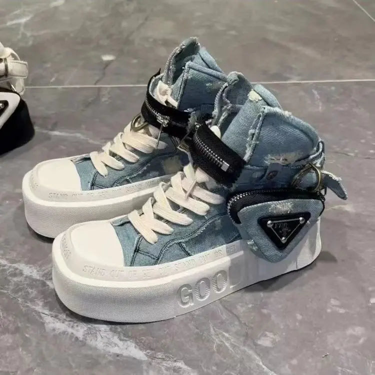 Shoes for Women's Ankle Boots Trendy Retro Denim High-quality Luxury Shoes