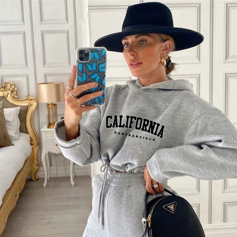 2025 Women’s Tracksuit Hooded Sweatshirts & Trousers Set