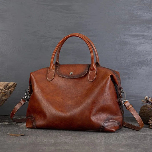 2025 New Retro Genuine Leather Women's Bag Large Capacity Tote Bag