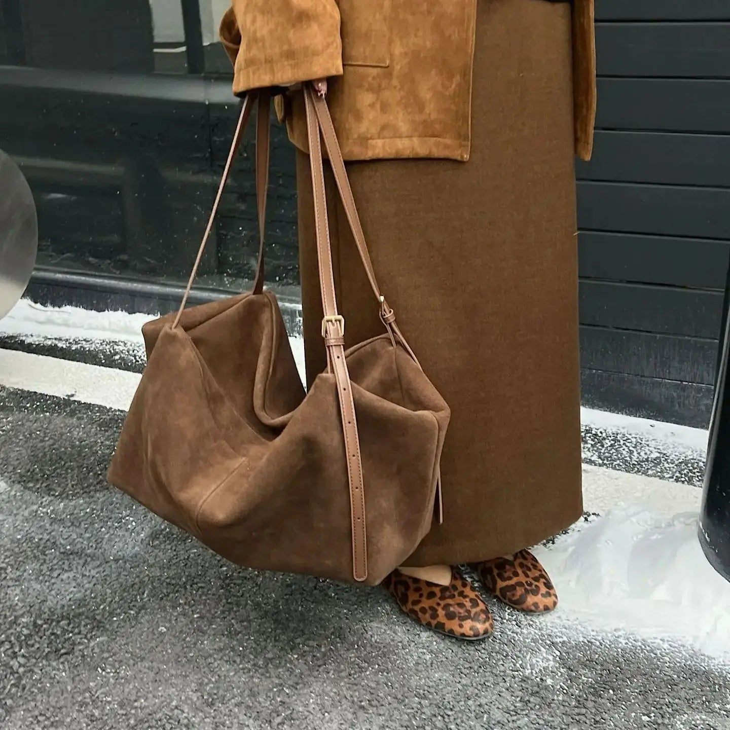 Women's Suede  Genuine Leather Shoulder Bag