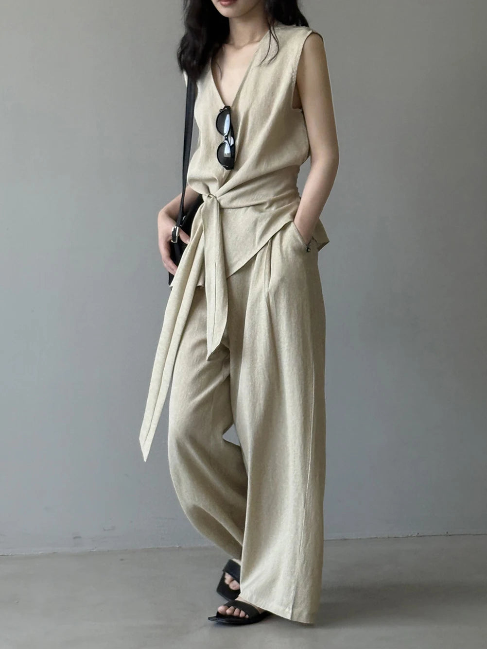 Apricot Women’s 2-Piece Wide Leg Pants 2 Pcs Set 2025