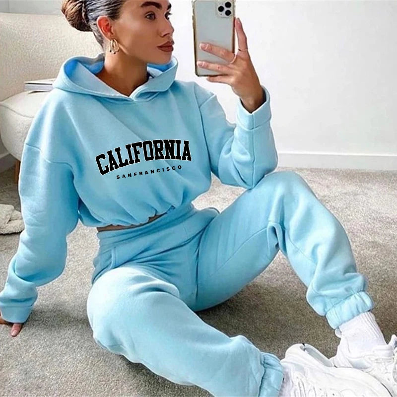 2025 Women’s Tracksuit Hooded Sweatshirts & Trousers Set