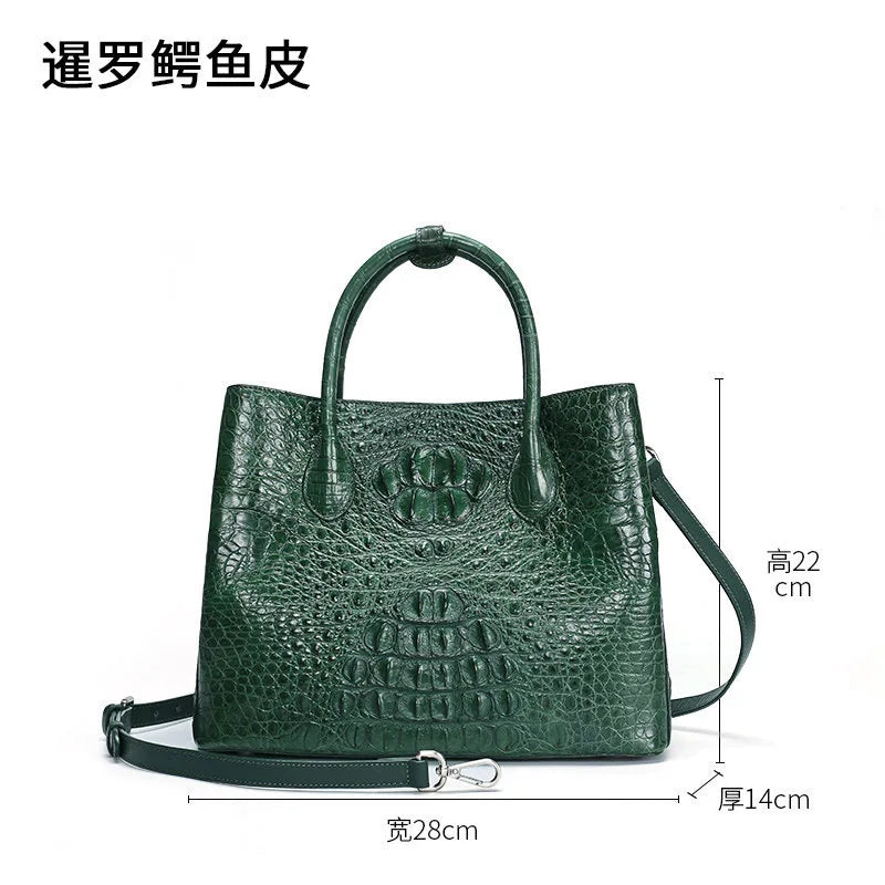 2025 Women Handbags Crocodile Skin Casual Zipper Tote Purse Large Capacity Real Leather Bags