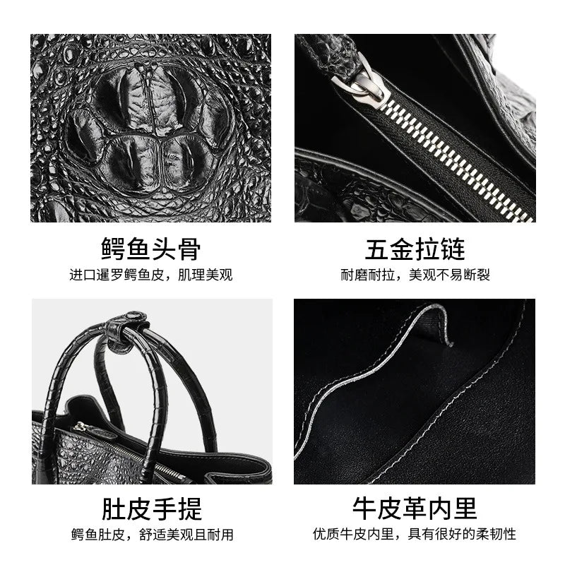 2025 Women Handbags Crocodile Skin Casual Zipper Tote Purse Large Capacity Real Leather Bags