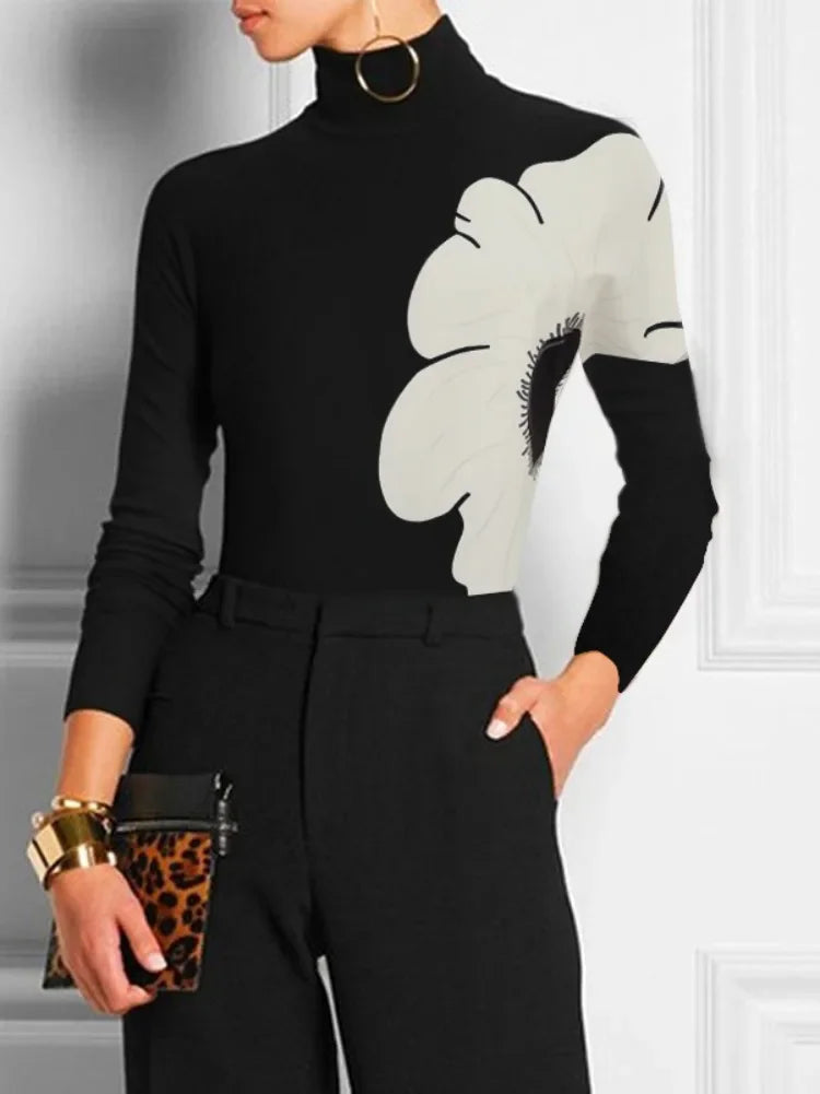 New Women's Two Piece Sets Elegant Floral Printed Outfit