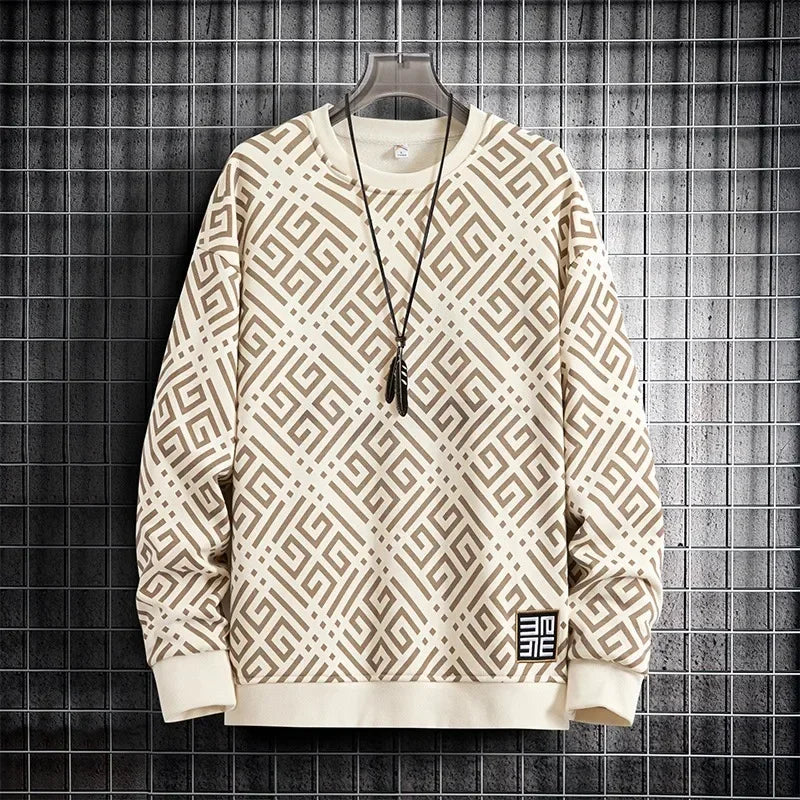 Printed Sweatshirt Men Plus Size Pullovers Oversized Sweater 7XL 8XL Man Tops Clothing