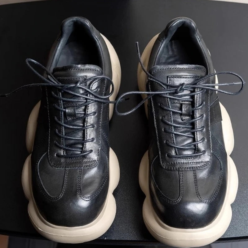 Handmade Genuine Leather Height Boost Sneakers Top Quality